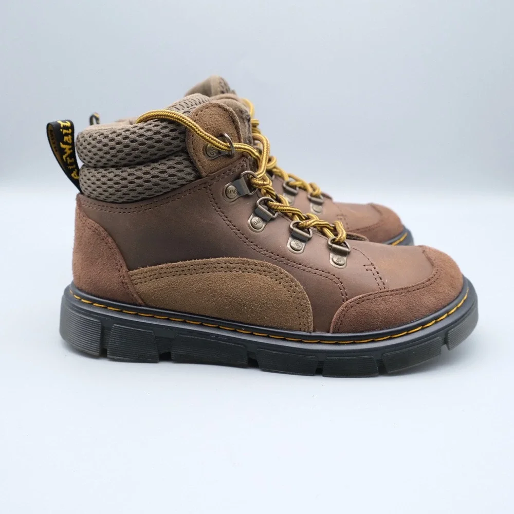 Dr Martens Raffe Panel Boot J Kids Brown Leather Suede Hiking Style Size 3 US
